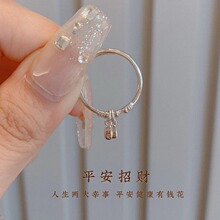 纯银招财平安戒指990足银戒指女开口简约百搭文艺小众网红热卖款