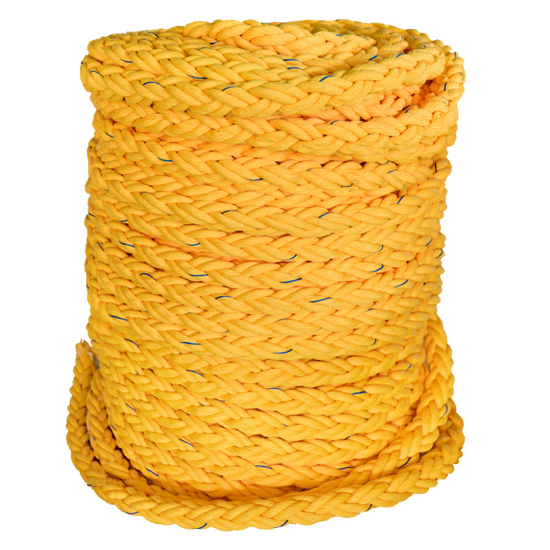 黄色船用高强度缆绳抛缆绳耐磨复合八股尼龙绳拉力超轻粗绳子