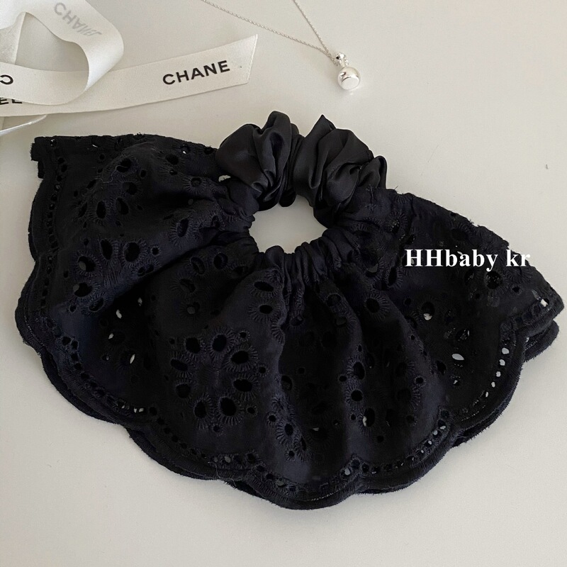 【Hhbaby Kr】Korean Small Fragrance Black Lace Fabric Low Ponytail Large Intestine Hair Tie Elegant Headwear 【Hhbaby Kr】Korean Small Fragrance Black Lace Fabric Low Ponytail Large Intestine Hair Tie Elegant Headwear