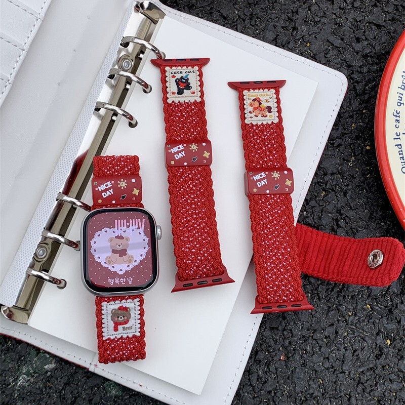 Red Polka Dot Series Woven Watch Strap Suitable for Apple Iwatch6789S10 Watch Strap Apple Watch Strap 11 Red Polka Dot Series Woven Watch Strap Suitable for Apple Iwatch6789S10 Watch Strap Apple Watch Strap 11