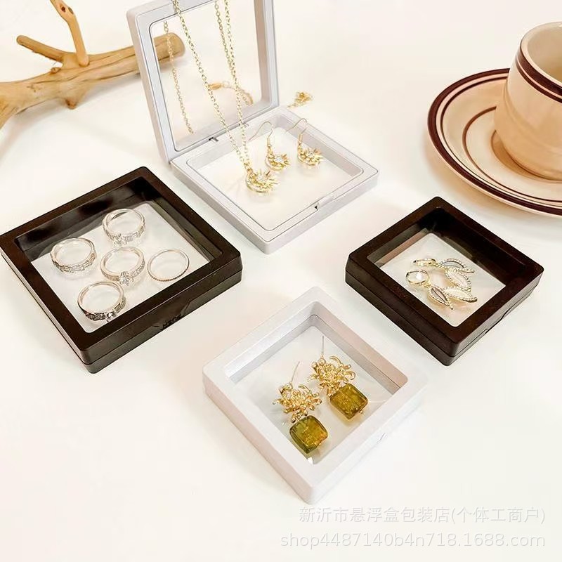 防尘氧化PE膜悬浮盒透明首饰展示架手串包装手链饰品盒源厂免运费