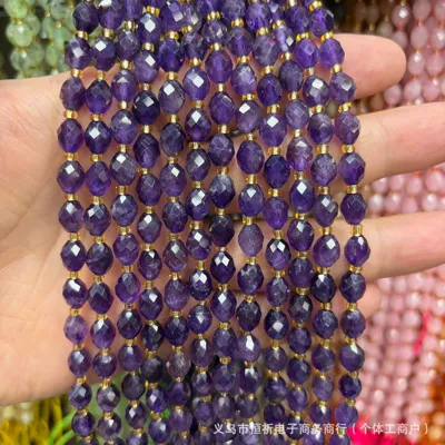 Zərgərlik ara hissələri: Natural stone 6x8mm rice-shaped crystal - amethyst-8x6mm-approximately-18-beads-per-strand-short-style
