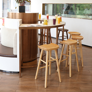 ✅ Nordic Bar Chair Bar Chair Solid Wood Home Chair High Stool Mobile Phone Store Stool Modern Simple Bar Chair Bar