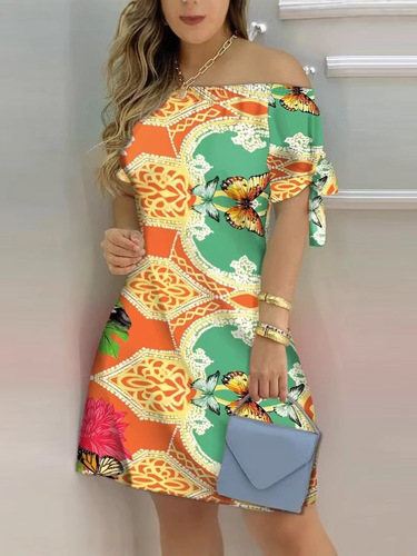 Cross-border Amazon AliExpress independent station fashionable sexy women's printed dress