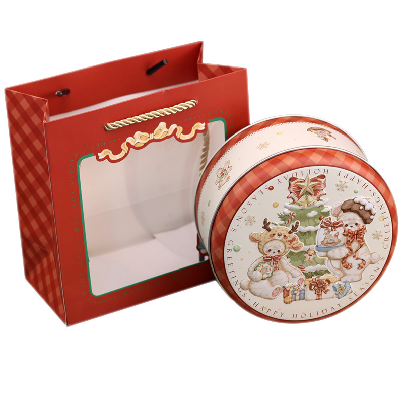 Nueva lata redonda de Navidad 135 galletas pequeñas embalaje de regalo de caramelo caja de hojalata redonda en stock