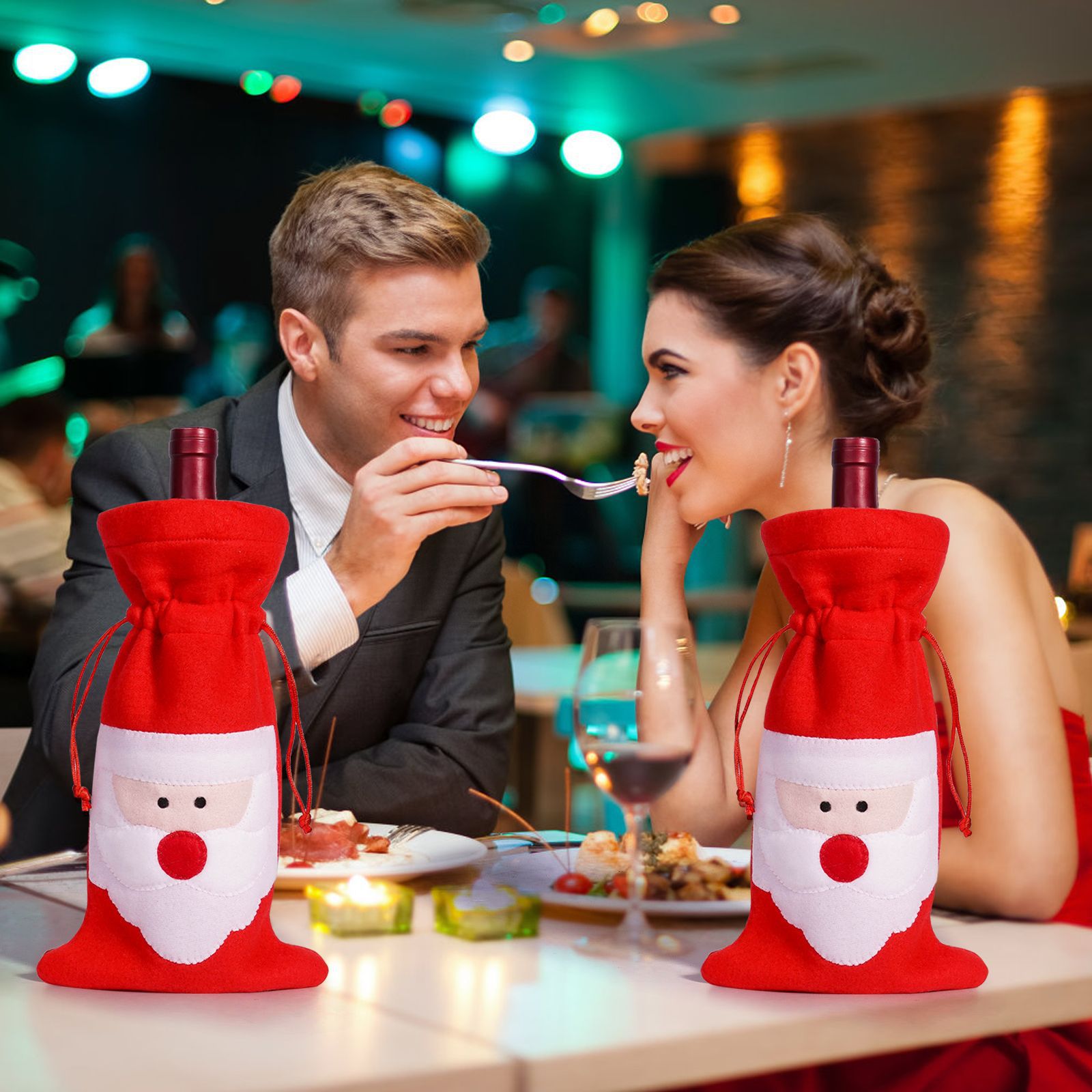 Botella de vino de Navidad transfronteriza decorativa decoración de vinos de Santa Claus creativos accesorios de botella de vino de mesa de fiesta