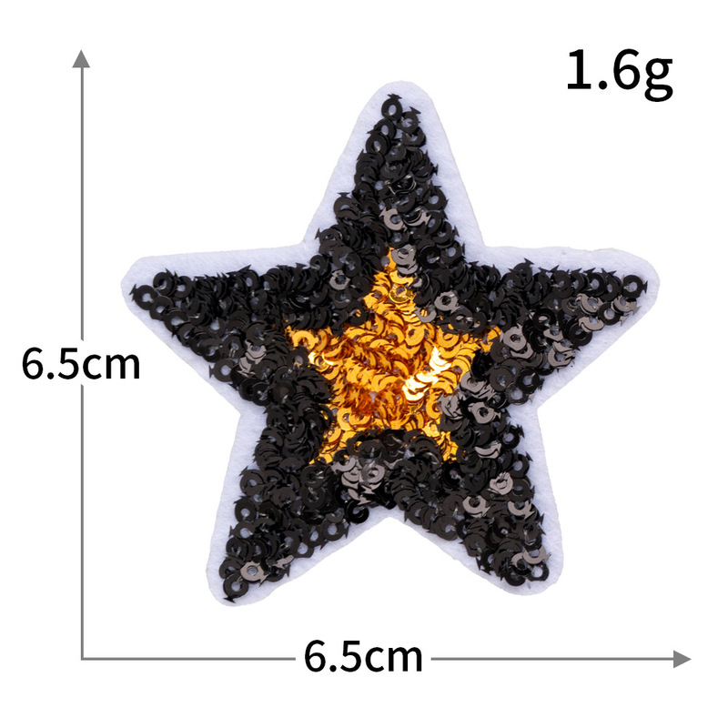 カラフルなスパンコールブティック刺繍布ステッカー五芒星シリーズコンピュータ刺繍衣類アクセサリー粘着装飾バッジ|undefined