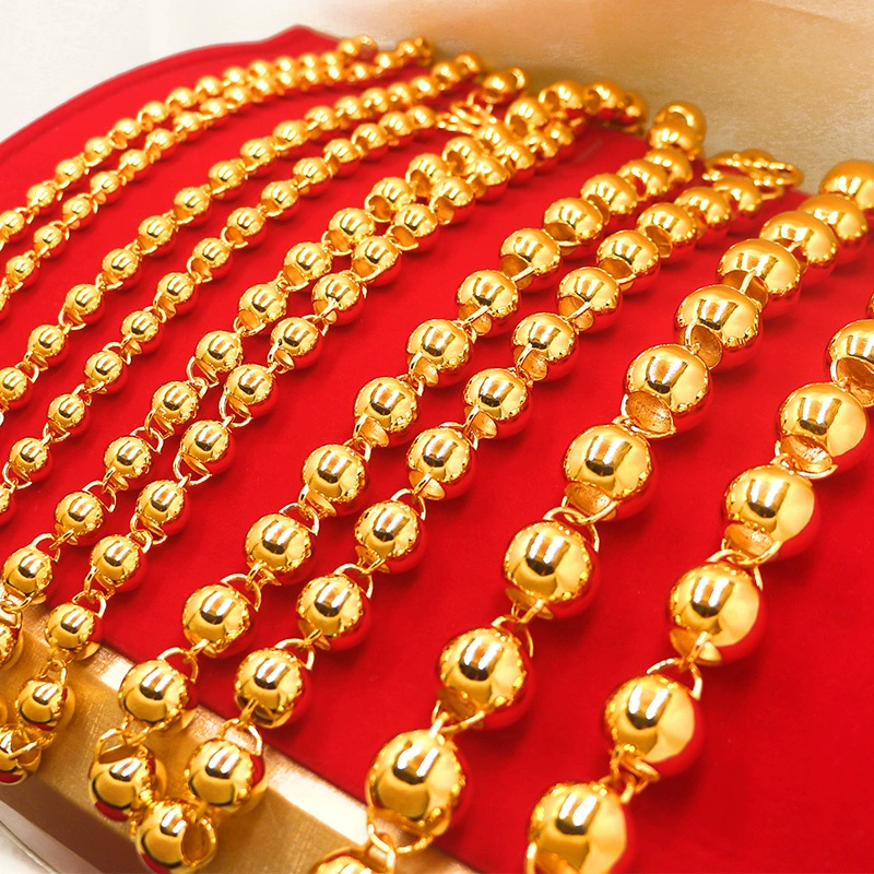 Большое разрезное Buddhist бус necklace крупного размера высокая гальваника имитация вьетнамский песок золото пустые бусины круглые бусины и медь золотистого цвета - мужские ювелирные изделия