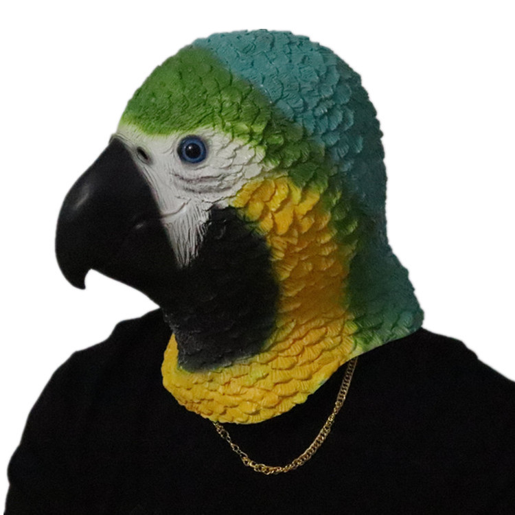 Nuevo loro cabeza cubierta colorido loro máscara de Halloween realista divertido vestir accesorios