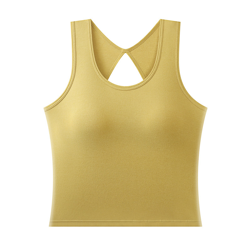Primavera y verano chaleco de algodón con espalda hermosa para mujer con almohadilla para el pecho ropa interior sexy sin espalda chica caliente blusa corta sin mangas