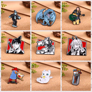 2025 new product cartoon geometric cartoon characters alloy oil drop metal badge brooch versatile clothing accessories