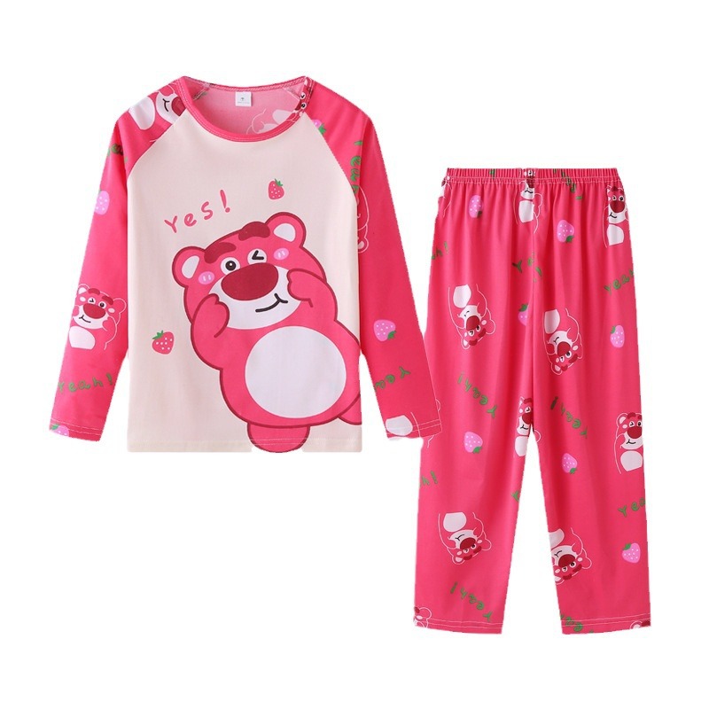 Pijama infantil de manga larga para primavera y otoño, conjunto cómodo de algodón para niños y niñas
