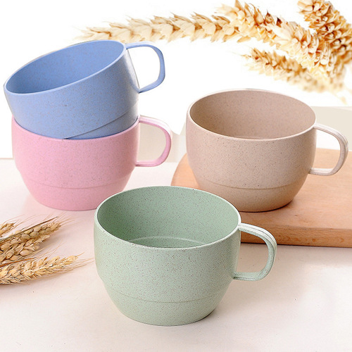 小麦秸秆咖啡杯早餐牛奶燕麦杯情侣简约麦片茶水杯批发礼品印logo