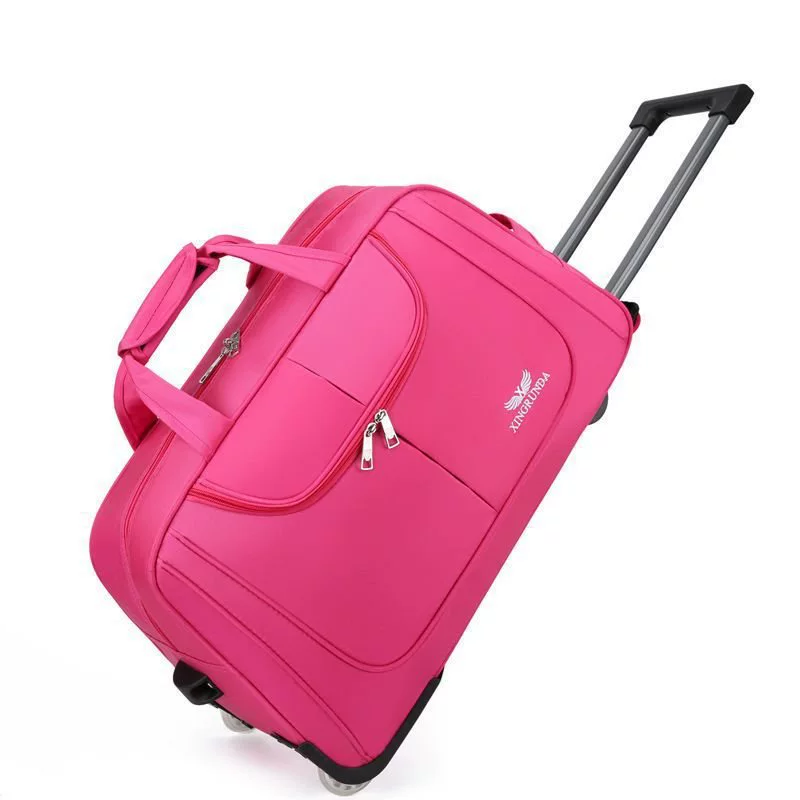 Foldable waterproof travel suitcase / handheld bag, telescopic handle and wheels, spacious, unbranded
