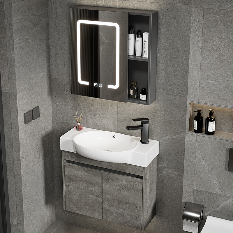 Gabinete de baño de pared de apartamento pequeño, lavabo de cerámica combinado, lavabo transfronterizo, baño ultra estrecho, piscina de mesa de lavado