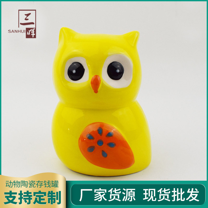 Piggy bank, hand painting, owl