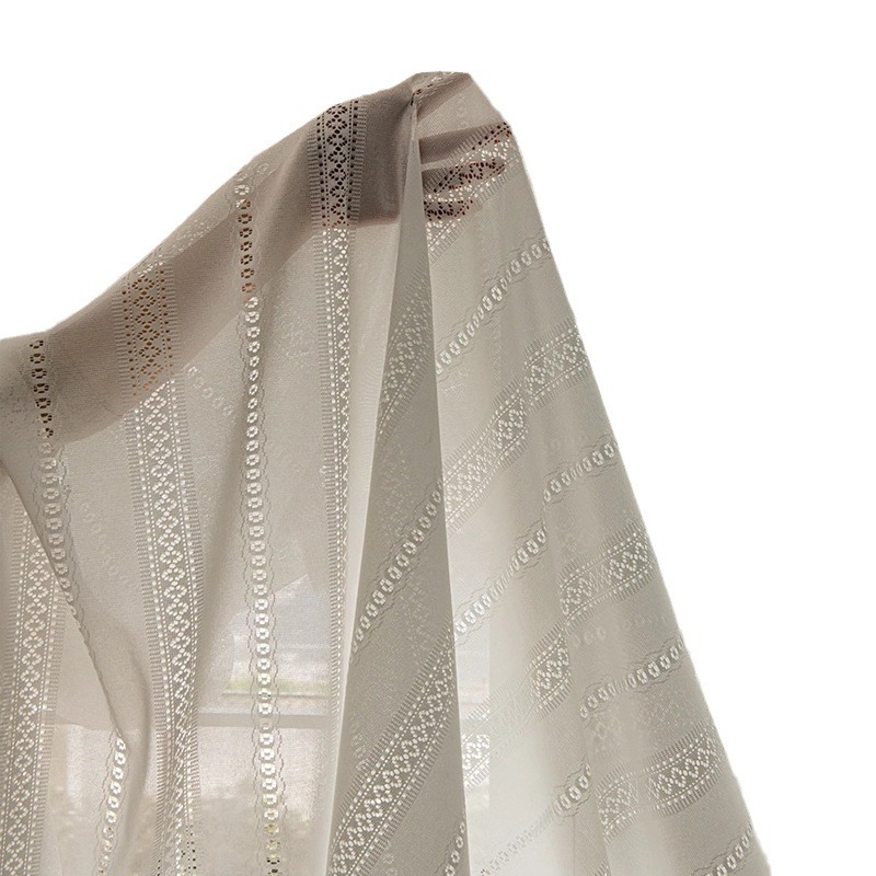 Hilo de espejo grueso semi-sombreado hilo blanco bordado cortina de gasa transparente sala de estar balcón dormitorio balcón ventana de la Bahía