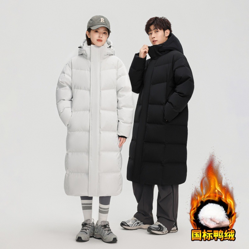 Nuevo otoño y invierno pareja transfronteriza hombre y mujer super largo hasta el tobillo chaqueta de pluma para hombres y mujeres suelta abrigo cálido casual