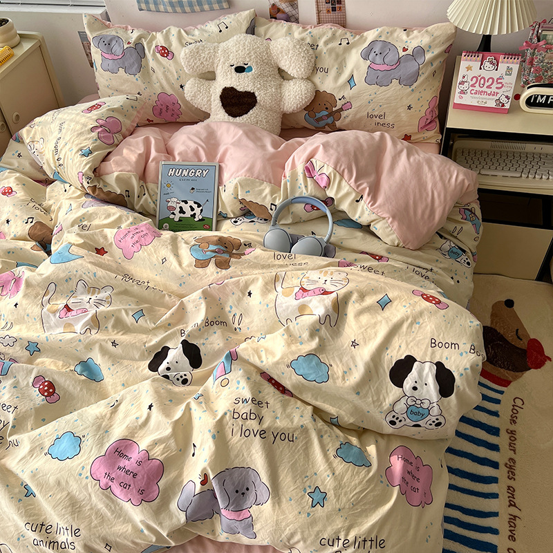 Cama de cuatro piezas de madres y bebés de clase A sábanas de algodón cubierta cama de dormitorio de estudiantes de tres piezas de cama
