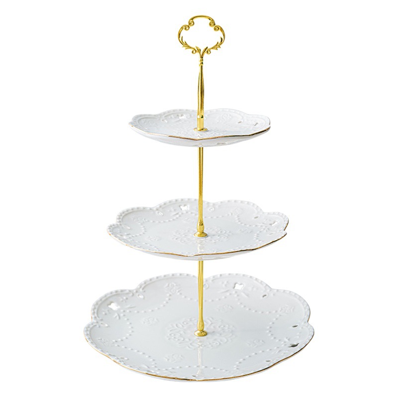 Luz de lujo cerámica de doble capa plato de aperitivos hogar sala de estar mesa de café pastel mesa de postre merienda creativa fruta seca plato de decoración de frutas