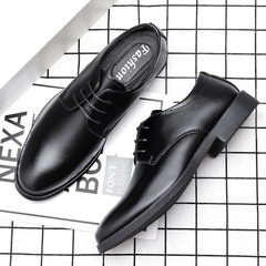 Dress shoes for men, business formal, high-end, pointed-toe, inner-heel lift, casual, English-style, new groom's wedding shoes, genuine leather, soft leather, suit.