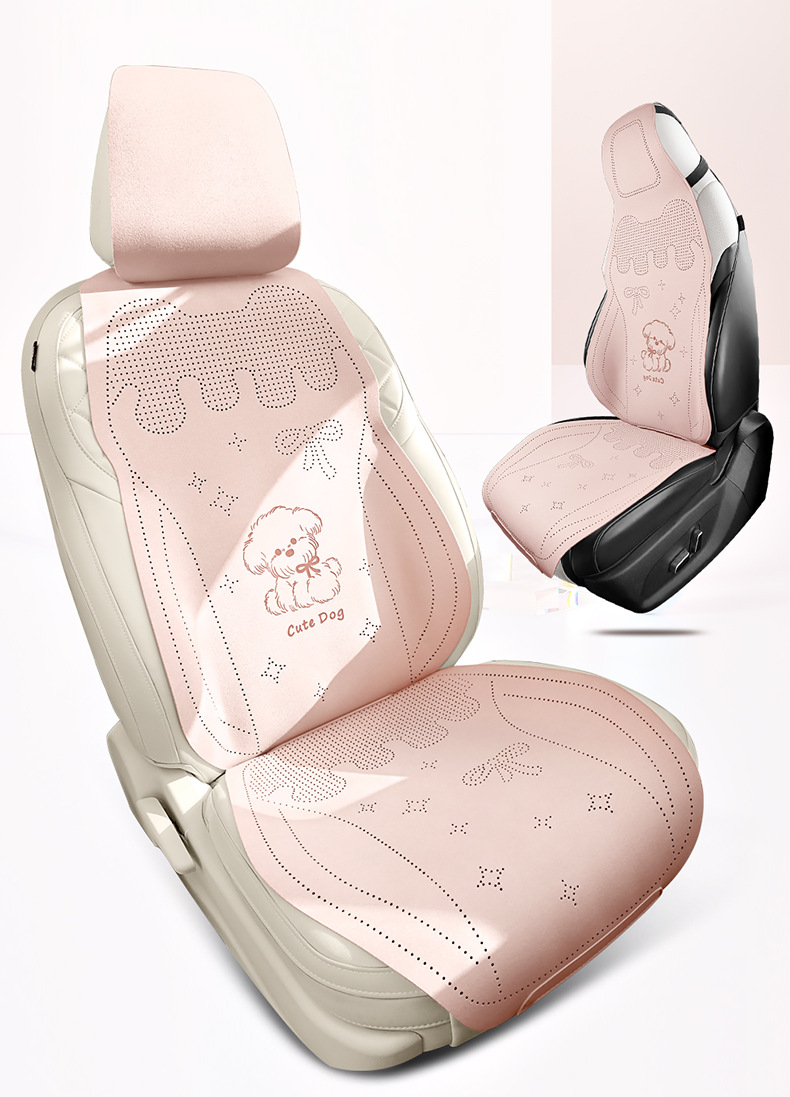 Car Seat Cushion Cartoon Suede Half-Cover Seat Cover New Style Cute Breathable Car Seat Cushion for Women