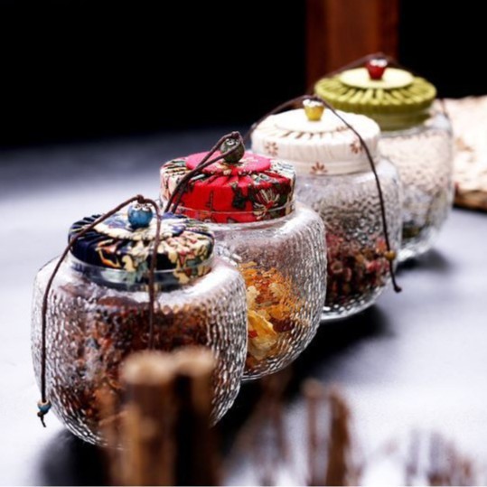 frutas secas bocadillos tanque de almacenamiento de vidrio tamaño sellado cubierta a prueba de humedad té sellado botella de vidrio botella