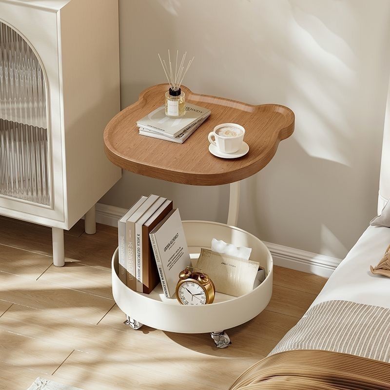 Cream Modern Minimalist Living Room Coffee Table with Storage Rack Small Table Creative Sofa Bedroom Mobile Bedside Table