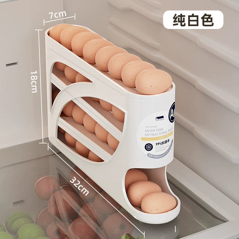 Refrigerator Egg Storage Box, Automatic Rolling, Multi-Layer Large Capacity, Plastic