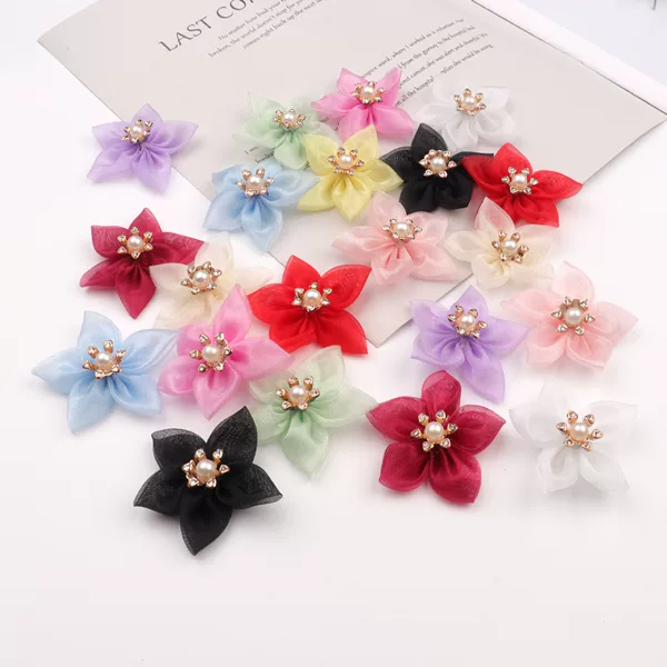 Clothing, earrings, hair accessories, DIY jewelry components, brooches, hair clips, pearls, mesh fabric flowers, wholesale tie-dye brooches