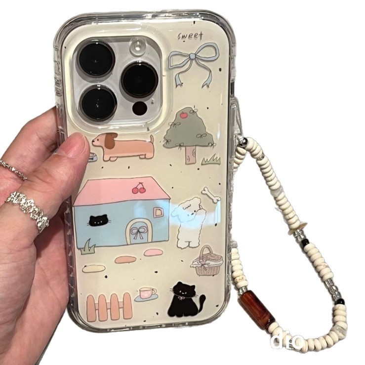 小红书爆款奶黄房屋小狗猫咪适用iphone16pro苹果15新款14手机壳|undefined