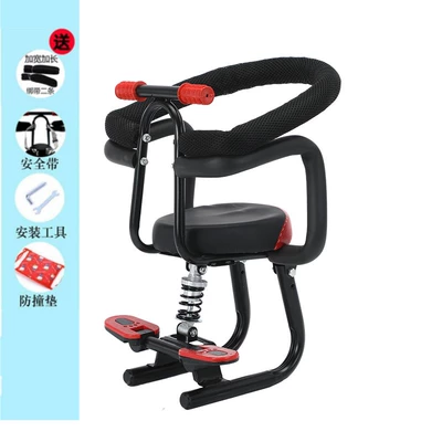 Suitable for Electric Vehicles, Front-Mounted Baby Seat with Thickened Cushion, Universal Type for Electric Motorcycles and Small Spaces, Child Seat with Reduced Space Requirements (Child seat shed) - 903blackdouble-fencestrap-default-item
