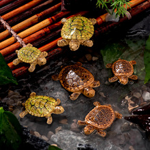 写实漂浮小乌龟摆件鱼缸假山盆景海龟装饰品庭院水池微景观小摆件