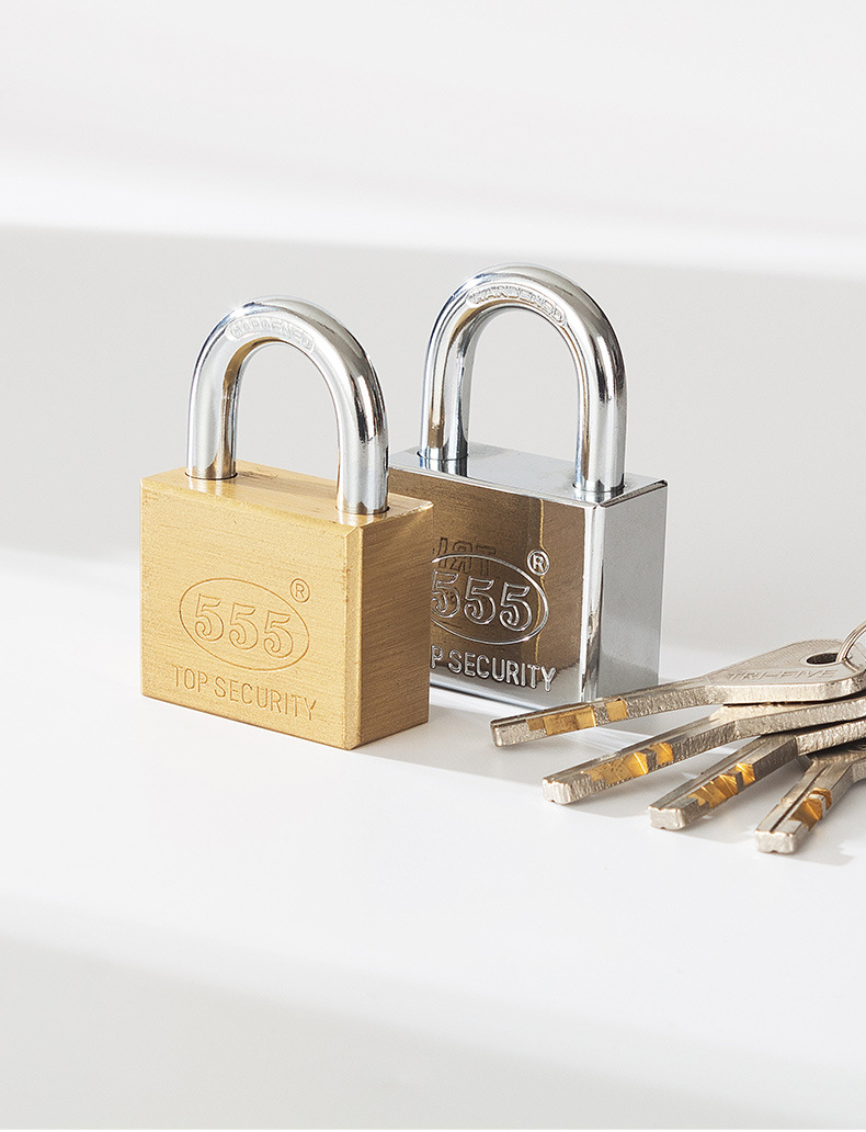 Customized Southeast Asian square blade copper padlock, copper key, copper lock core, copper natural color chrome-plated copper lock, export copper padlock pic 12