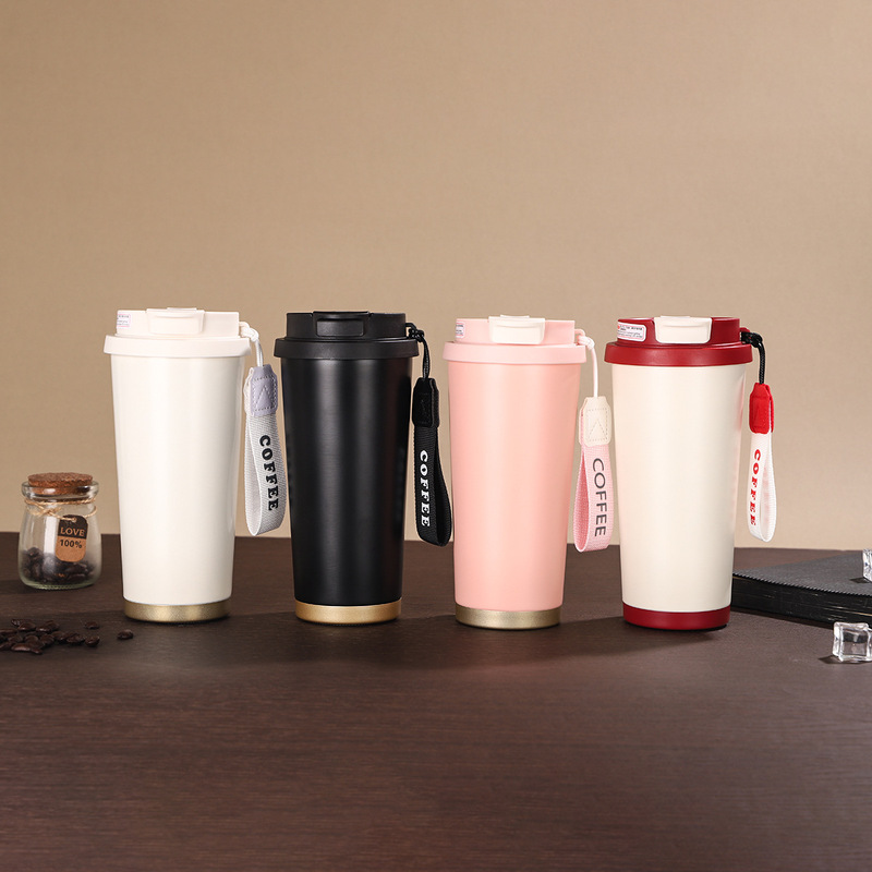 国境を越えた新しい鈴蘭コーヒーカップ屋外ロープストローカップ二重316ステンレス保温プレゼントカップ|undefined