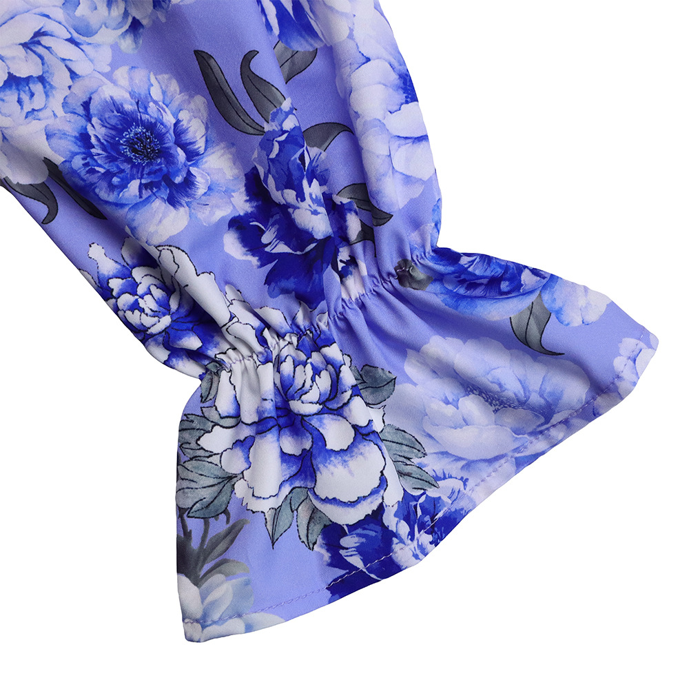 camicie a maniche lunghe stampate casual di grandi dimensioni e pantaloni a gamba larga set due pezzi transfrontalieri_voghion.com