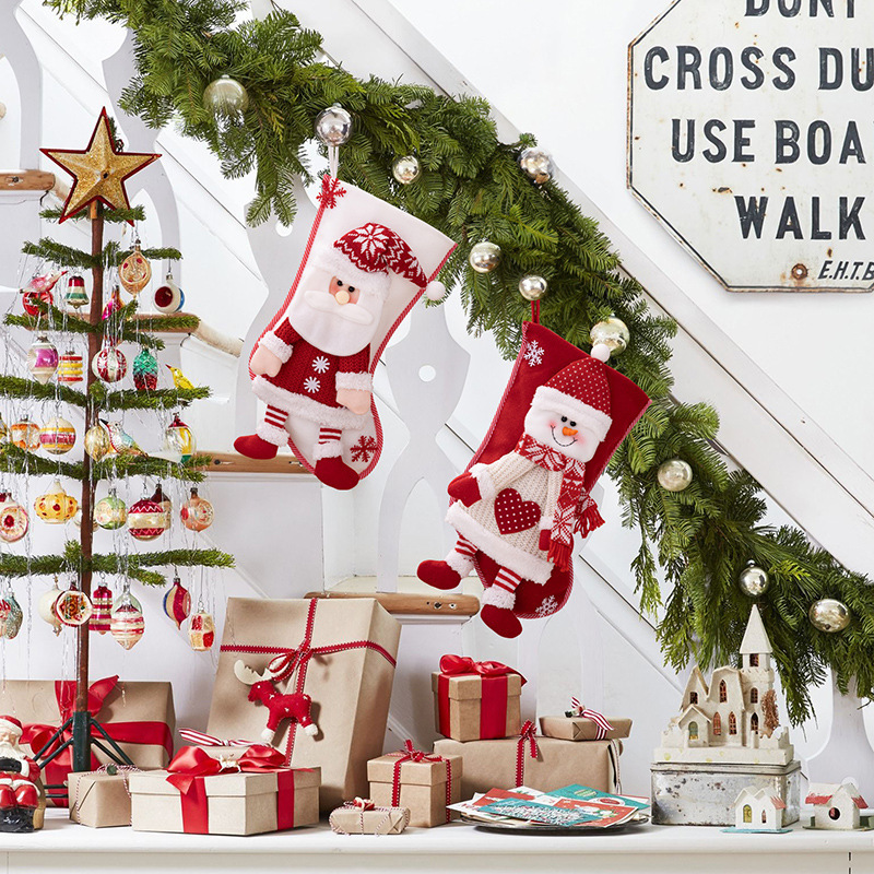 豪貝クロスボーダー新型クリスマス装飾用品北欧高級クリスマス靴下老人プレゼント袋雪だるまプレゼント袋|undefined