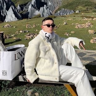 2024 New Fugui Fashion Mink Coat Men's Jacket Square Collar Mink Faux Fur Coat Coat Trend