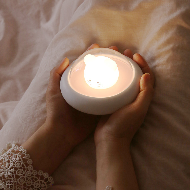 Mouse led night light bedside feeding and sleeping silicone pat…