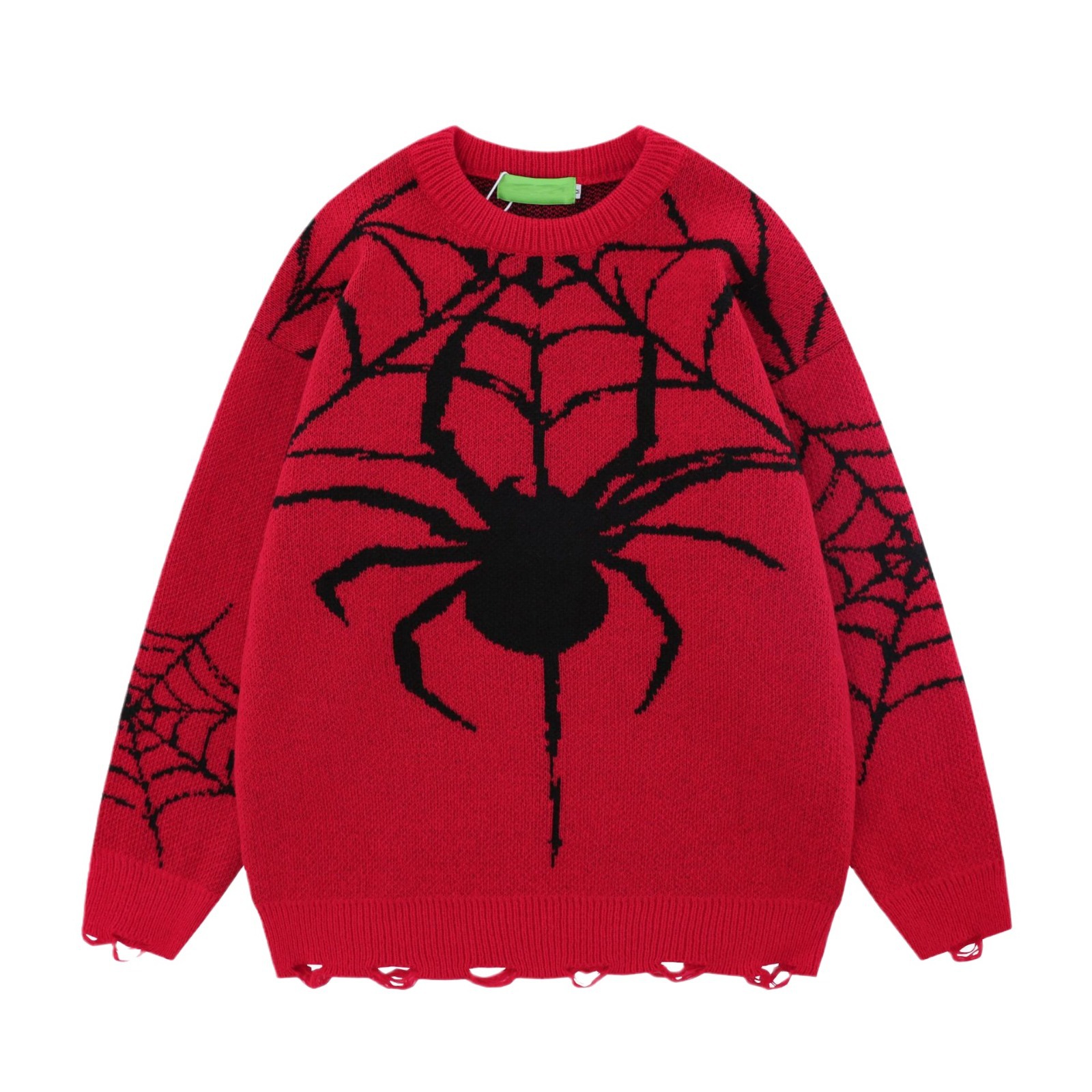 Men's Clothing street trend spider jacquard dark ins retro loose pullover knitted sweater_voghion.com