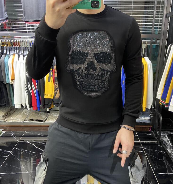 2021 skull hot drill pullover vests personality European style crew neck vests trendy men's e-commerce for a generation of hair