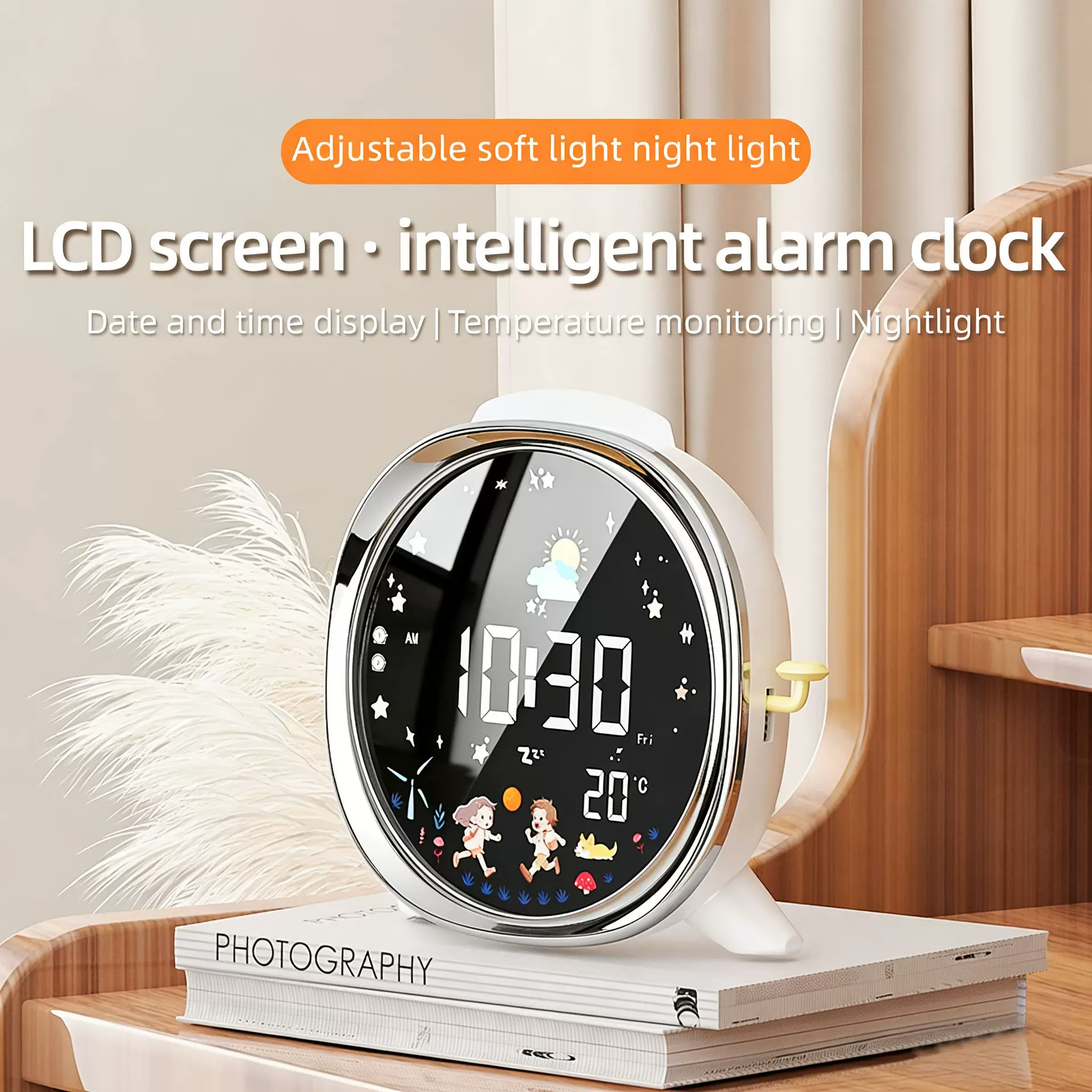 跨境智能LED桌面时钟多功能学生专用台式大屏表温度显示电子闹钟