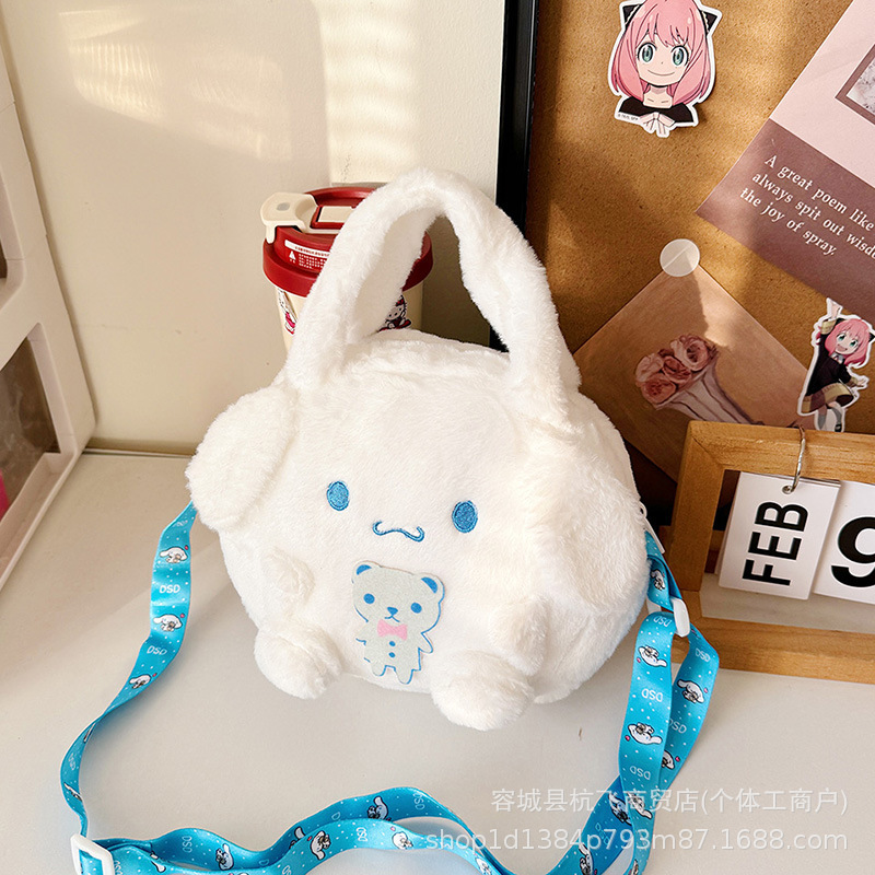 メーカー卸売ベルベットバッグ玩具クロミ斜めショルダーバッグいちご熊ぬいぐるみ日系ハンドバッグサンリオ|undefined