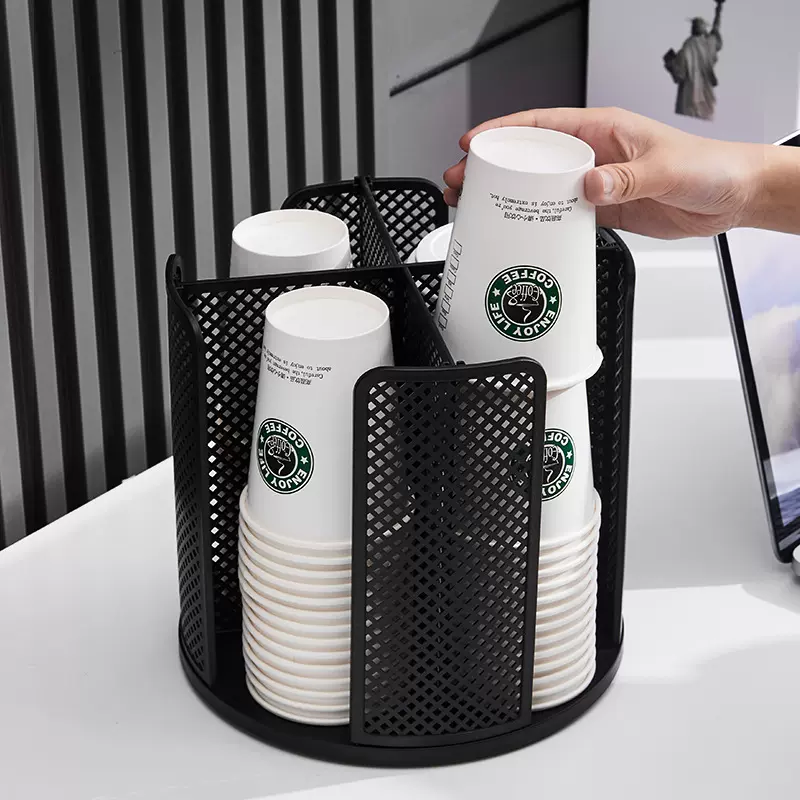 咖啡奶茶纸杯架吧台杯子杯盖分杯器旋转杯子收纳架一次性杯取杯器