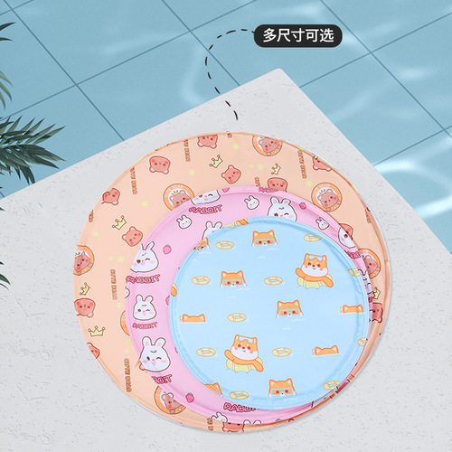 Summer cross-border pet ice pad round cartoon cat and dog gel cushion dog multi-functional cooling pad wholesale