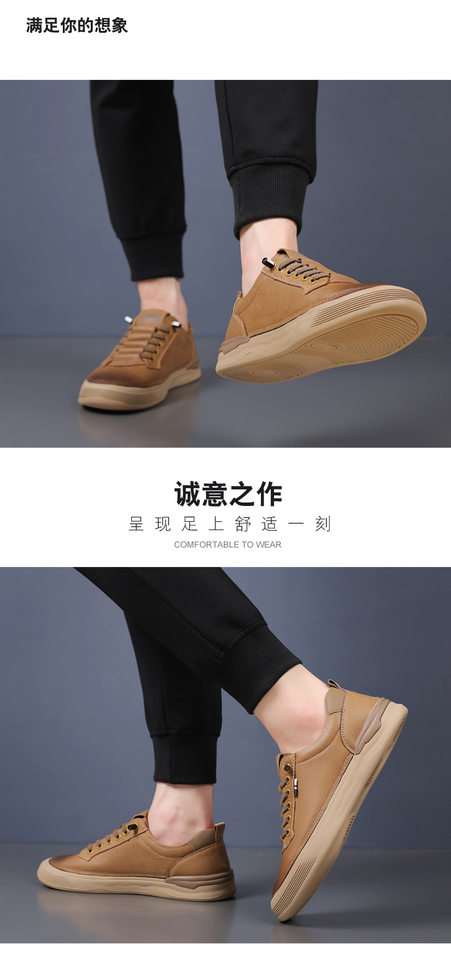 Giày lười nam da bò thoáng khí kiểu mới mùa xuân, đế bệt mũi tròn — PZ8091 kaki, PZ8091 màu đen chi tiết 15
