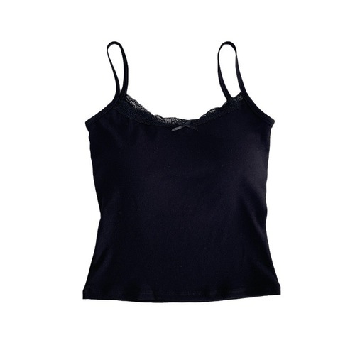 2024 Spring New Pure Desire Slim Lace Bow Suspender Comfortable and Versatile Bottoming Solid Color Vest for Women