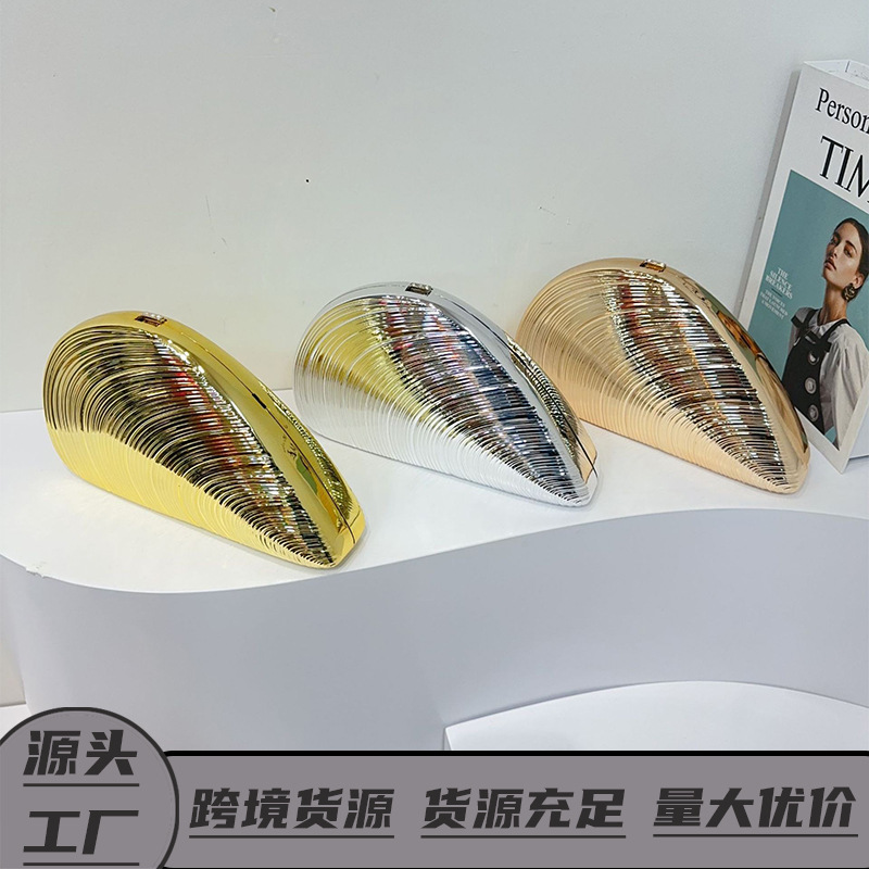 Acrílico nuevo tipo de bolsa de cena bolsa de conchas de mano cadena flash damas moda personalidad creativa hilo bolsa de cena