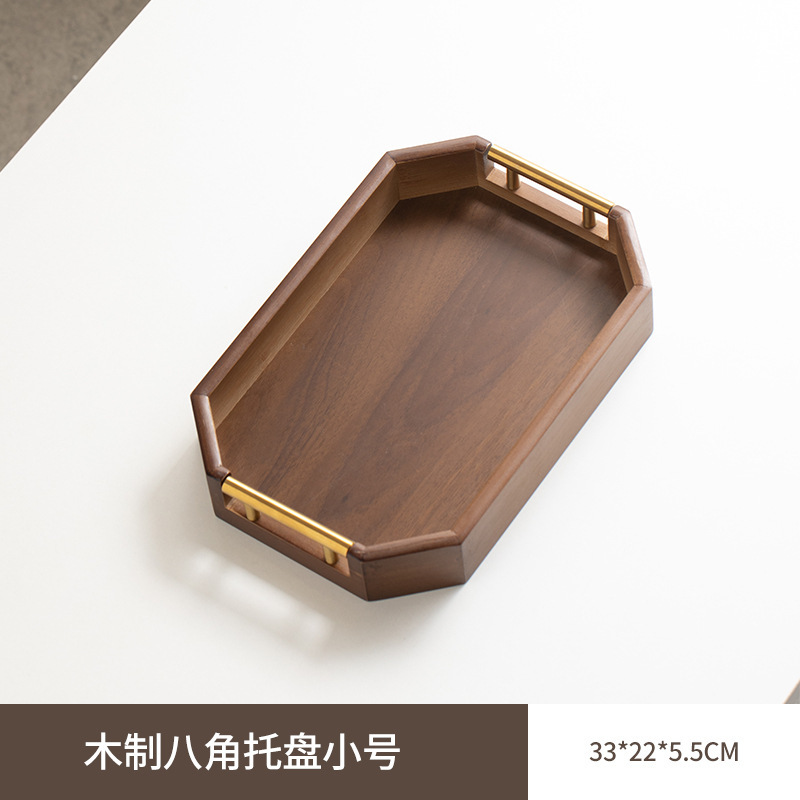 中式高档家用放水杯子竹制方形多功能收纳盘面包蛋糕下午茶餐盘|undefined