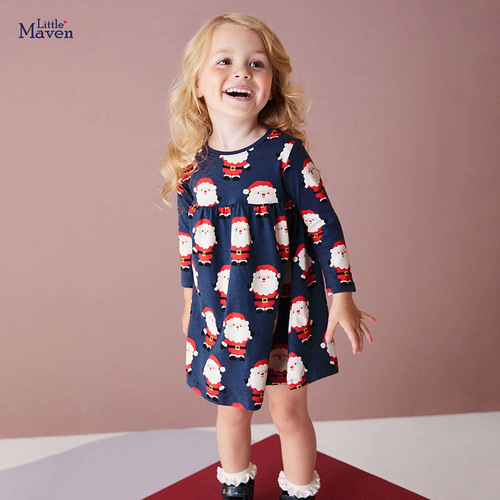 Little maven autumn European and American children's skirt long-sleeved girls' dress cute home pure cotton children's skirt